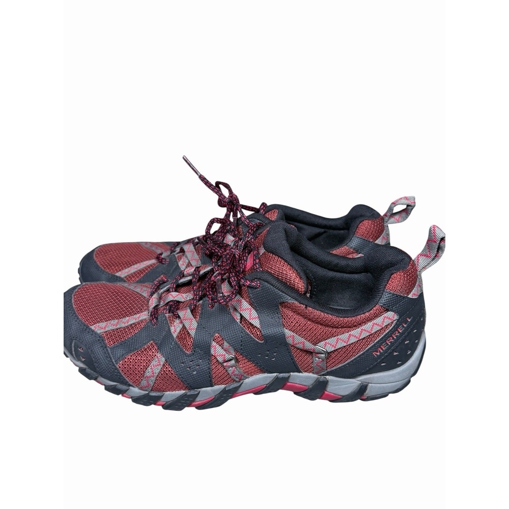 Merrell Hiking Trail Shoes‎ Red Gray Lace Up Men's Size 8 Performance Outdoor